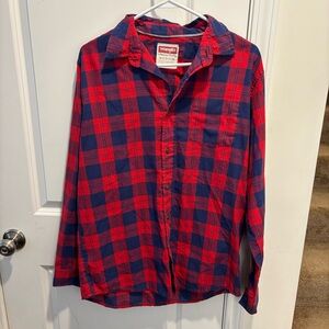Wrangler Men's Casual Red and Blue Plaid Checkered Shirt